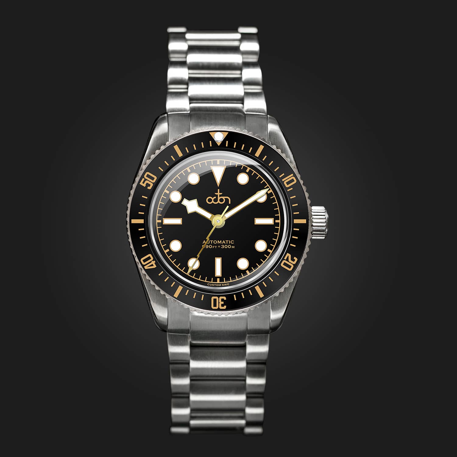 Black Gold Watch with Stainless Steel Bracelet