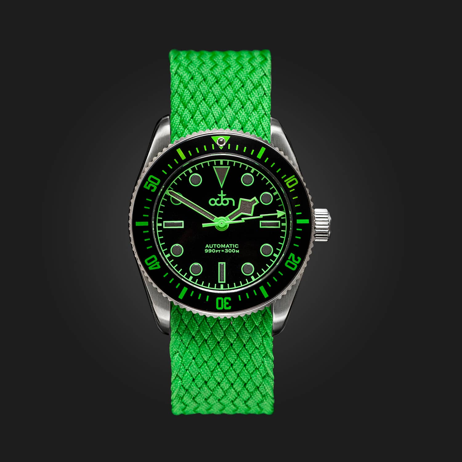 Black Watch with Green Braided Perlon NATO Strap 