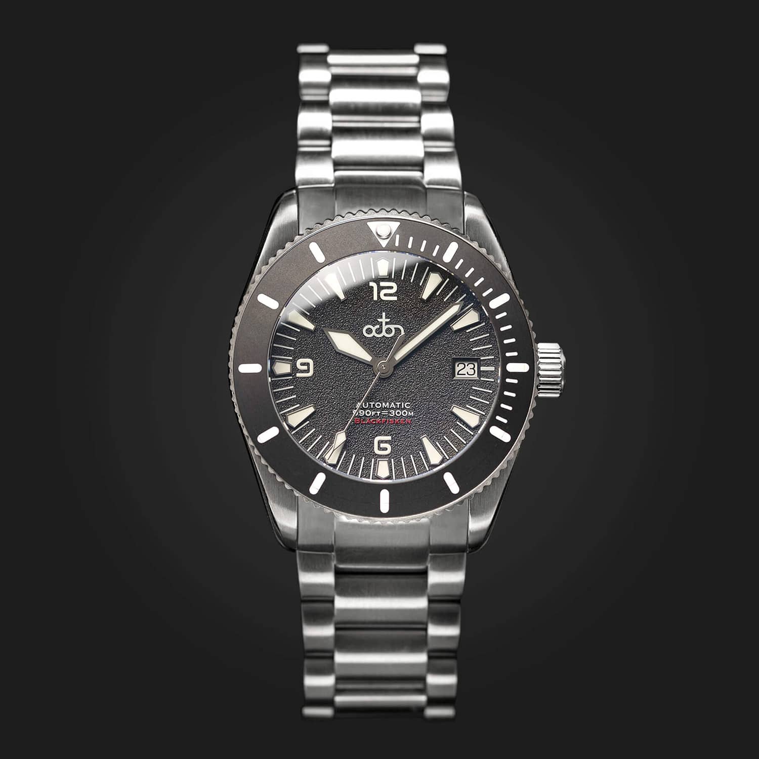 Bläckfisken - Black - Swiss Made Watch with Stainless Steel Bracelet