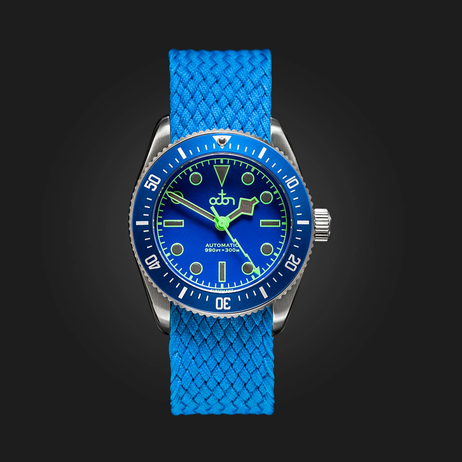 Neptune Blue Watch with Blue Braided Perlon NATO Strap.