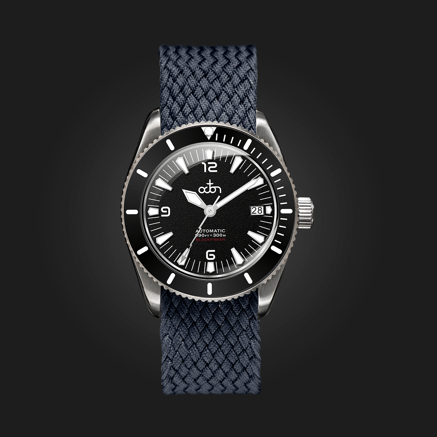 Bläckfisken – Black – Limited Edition Watch (300 pieces) with Black Braided Perlon NATO Strap