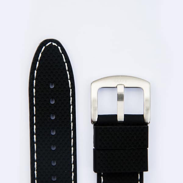 Black Textured Rubber with White Stitch
